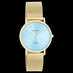 Goudkleurige OOZOO horloge met metalen mesh armband - C20348