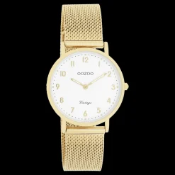 Goudkleurige OOZOO horloge met metalen mesh armband - C20347