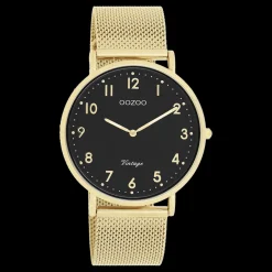 Goudkleurige OOZOO horloge met metalen mesh armband - C20344