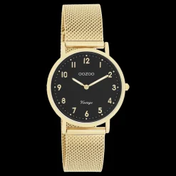 Goudkleurige OOZOO horloge met metalen mesh armband - C20349