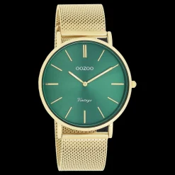 Goudkleurige OOZOO horloge met metalen mesh armband - C20294