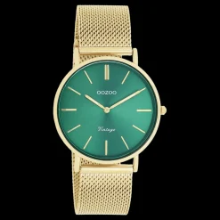Goudkleurige OOZOO horloge met goudkleurige metalen mesh armband - C20295