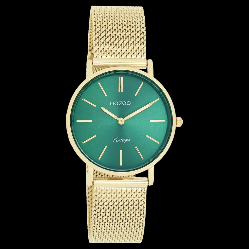Goudkleurige OOZOO horloge met metalen mesh armband - C20296