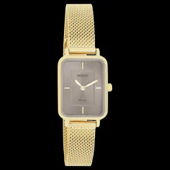 Goudkleurige OOZOO horloge met metalen mesh armband - C20353