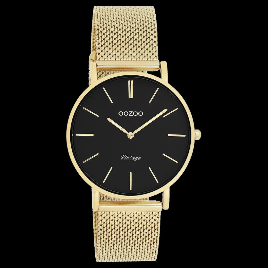 Goudkleurige OOZOO horloge met metalen mesh armband - C9914
