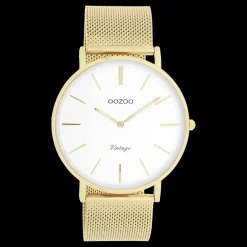 Goudkleurige OOZOO horloge met metalen mesh armband - C9908