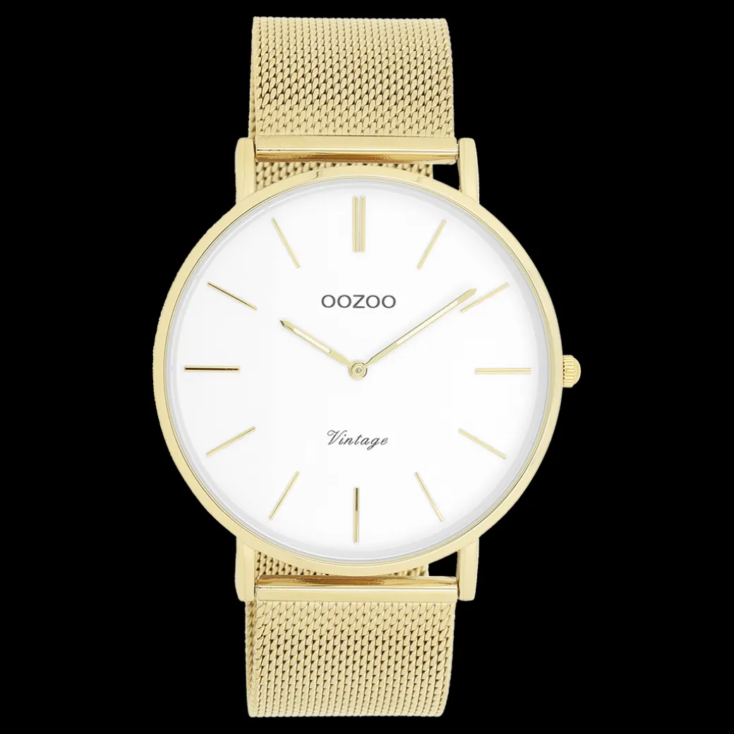Goudkleurige OOZOO horloge met metalen mesh armband - C9908
