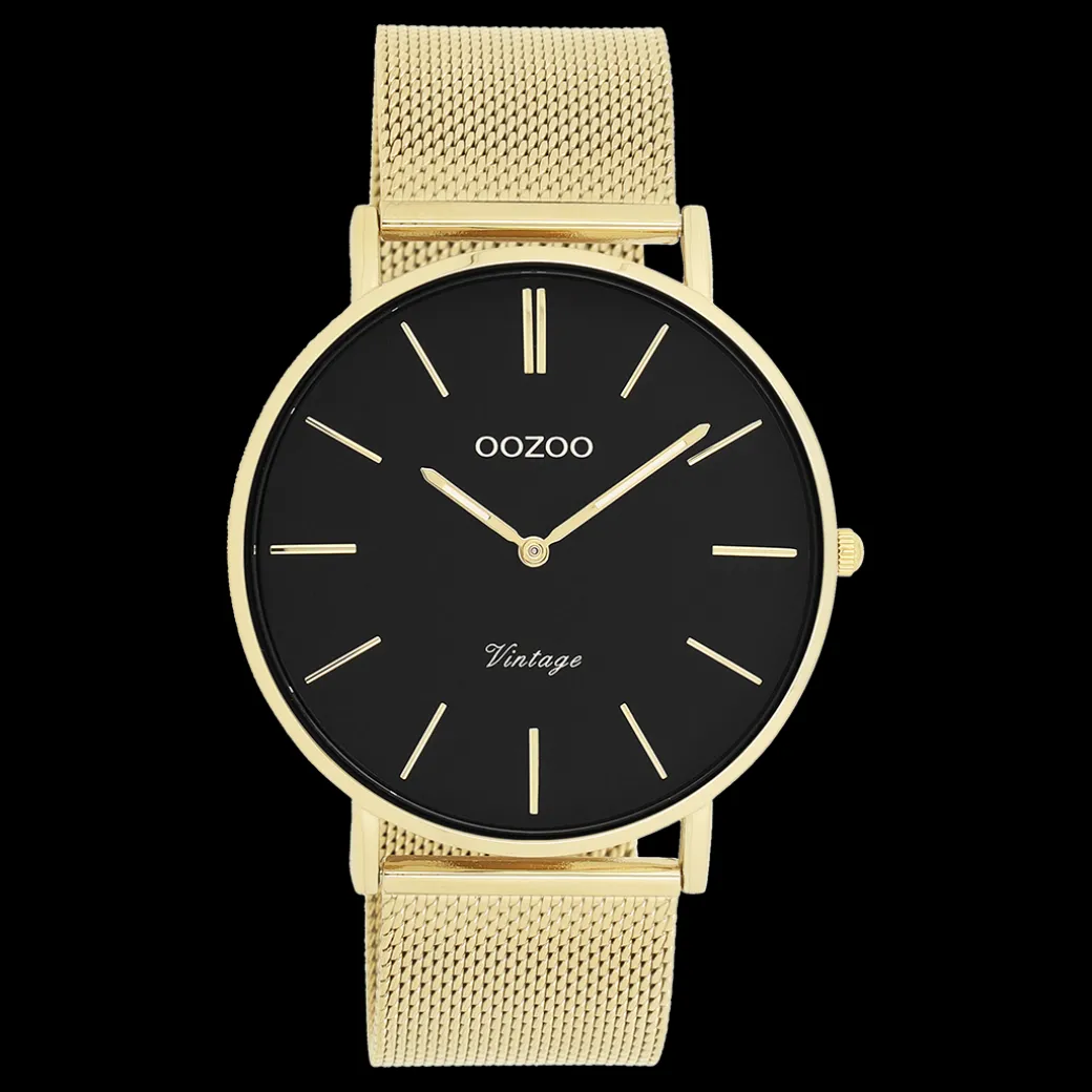 Goudkleurige OOZOO horloge met metalen mesh armband - C9912
