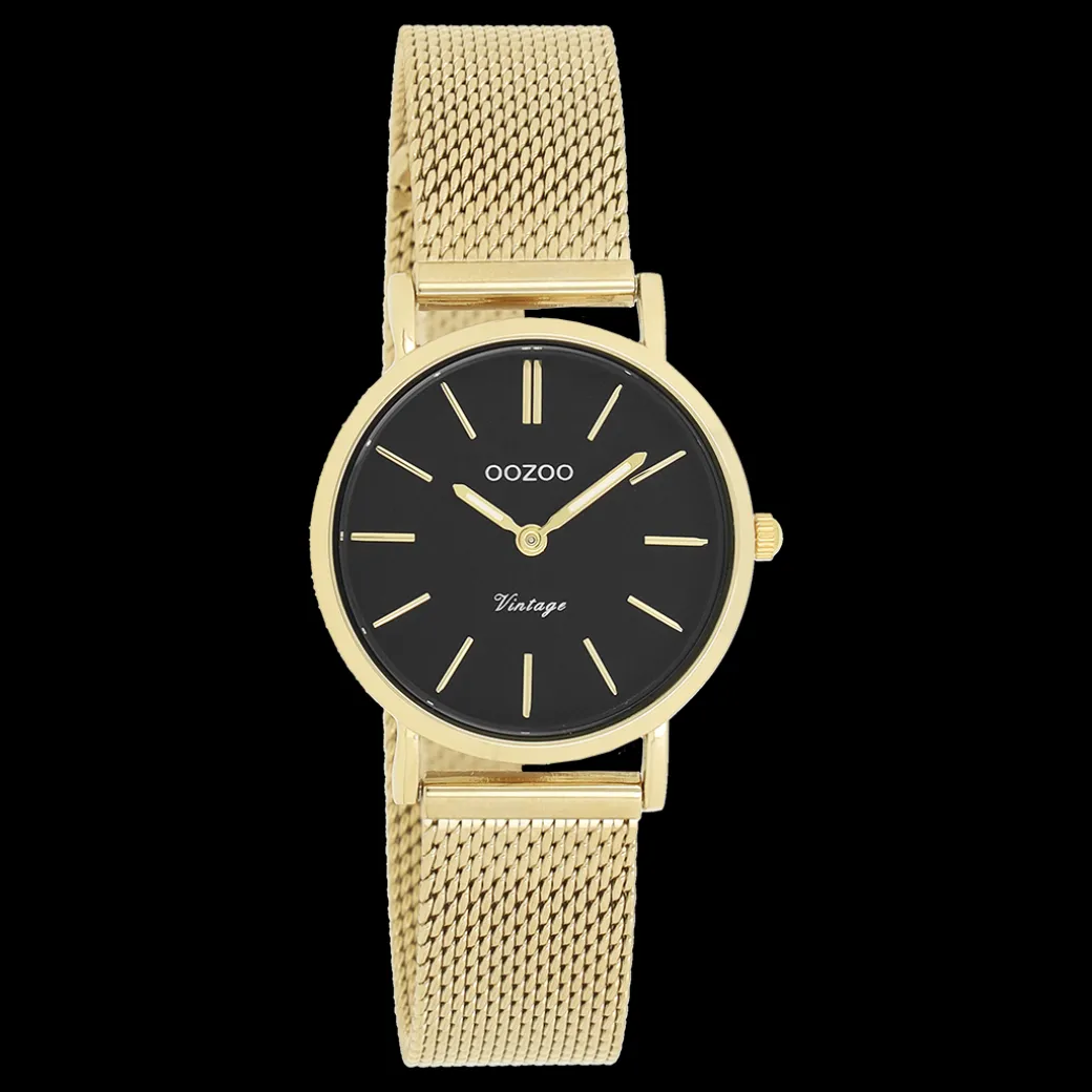 Goudkleurige OOZOO horloge met metalen mesh armband - C20232