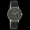 Goudkleurige OOZOO horloge met zwarte leren band - C20204