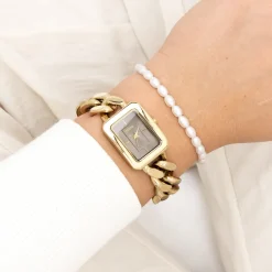 Goudkleurige OOZOO horloge met grove schakelarmband - C11353