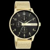 Goudkleurige OOZOO horloge met metalen mesh armband - C11302