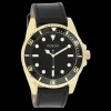 Goudkleurige OOZOO horloge met zwarte leren band - C11115