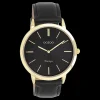 Goudkleurige OOZOO horloge met zwarte leren band - C20389