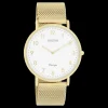 Goudkleurige OOZOO horloge met metalen mesh armband - C20342