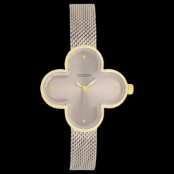 Goudkleurige OOZOO horloge met metalen mesh armband metalen mesh armband - C11528