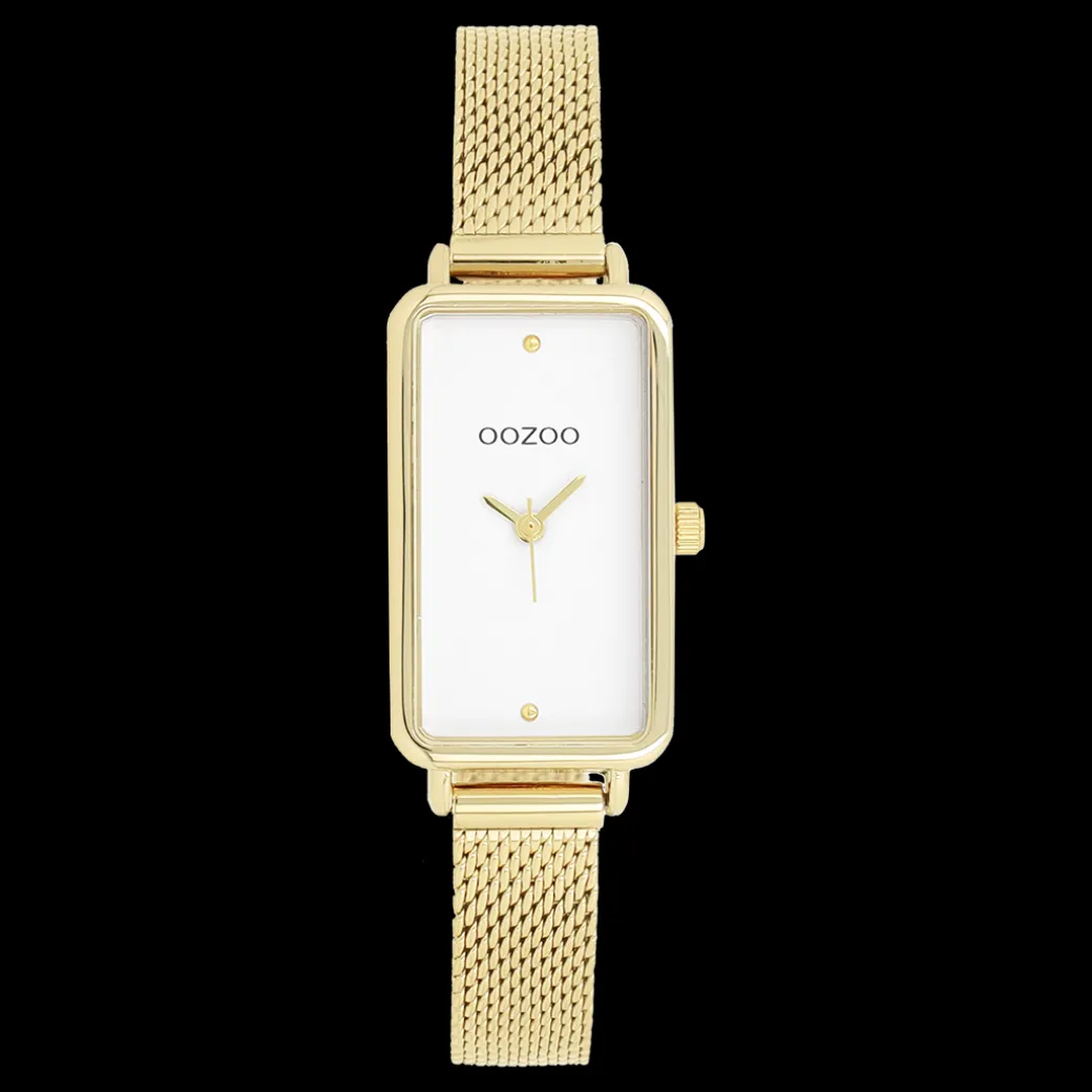 Goudkleurige OOZOO horloge met metalen mesh armband metalen mesh armband - C11533