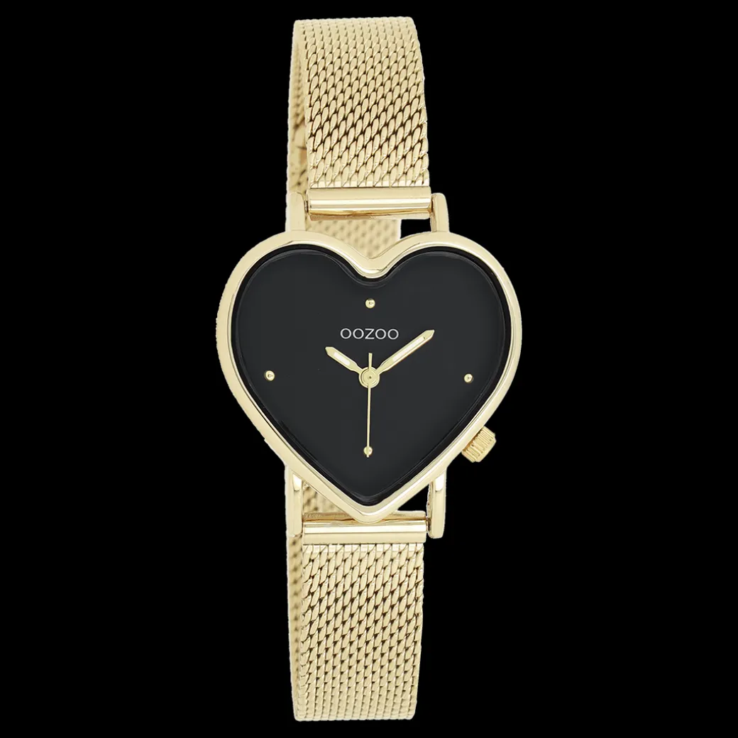 Goudkleurige OOZOO horloge met metalen mesh armband - C11417