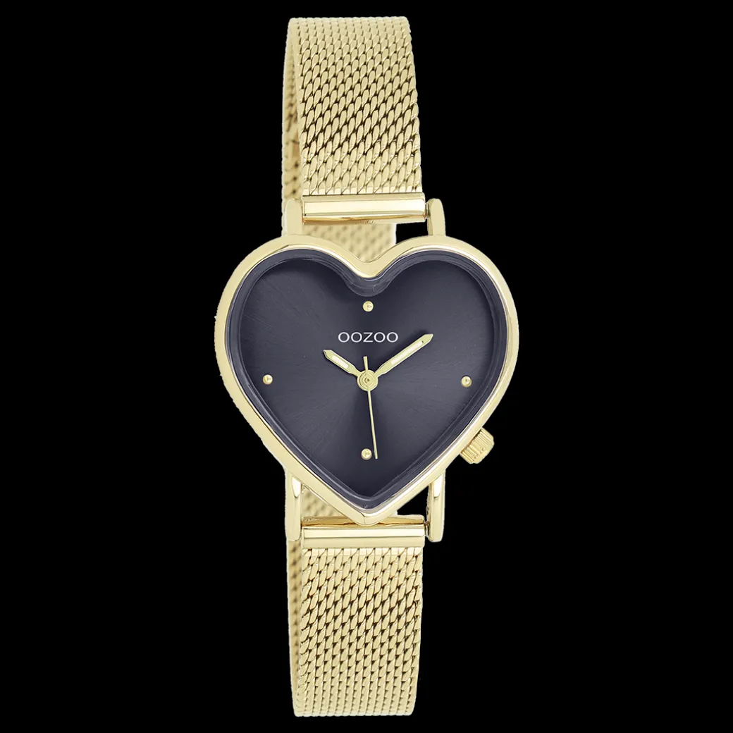 Goudkleurige OOZOO horloge met metalen mesh armband - C11446