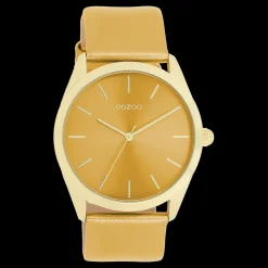 Goudkleurige OOZOO horloge met oker gele leren band - C11332