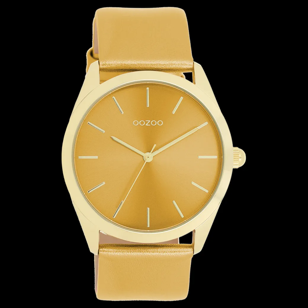 Goudkleurige OOZOO horloge met oker gele leren band - C11332