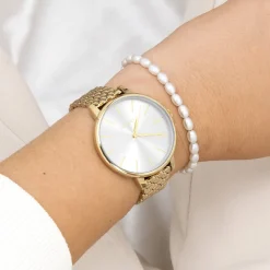 Goudkleurige OOZOO horloge met roestvrijstalen armband - C11433
