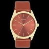 Goudkleurige OOZOO horloge met rode leren band - C11335
