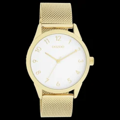 Goudkleurige OOZOO horloge met metalen mesh armband - C11322