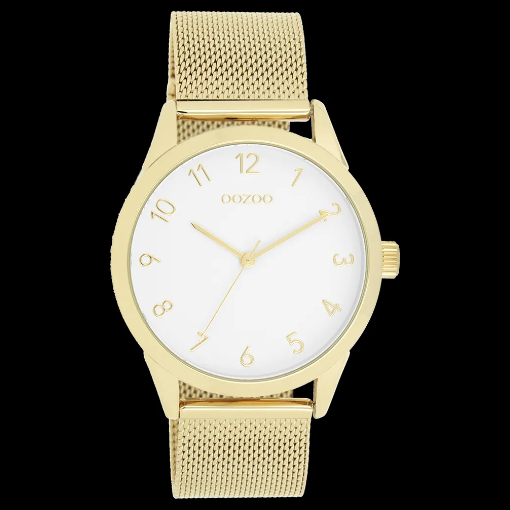 Goudkleurige OOZOO horloge met metalen mesh armband - C11322