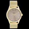 Goudkleurige OOZOO horloge met metalen mesh armband - C11323