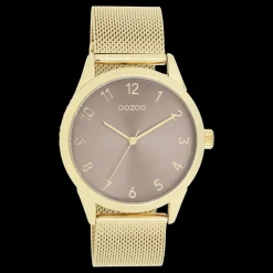 Goudkleurige OOZOO horloge met metalen mesh armband - C11323