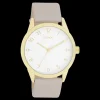 Goudkleurige OOZOO horloge met taupe leren band - C11327