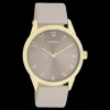 Goudkleurige OOZOO horloge met taupe leren band - C11328