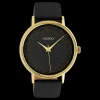 Goudkleurige OOZOO horloge met zwarte leren band - C10837