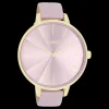 Goudkleurige OOZOO horloge met lila leren band - C11348