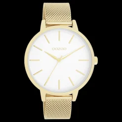 Goudkleurige OOZOO horloge met metalen mesh armband - C11363