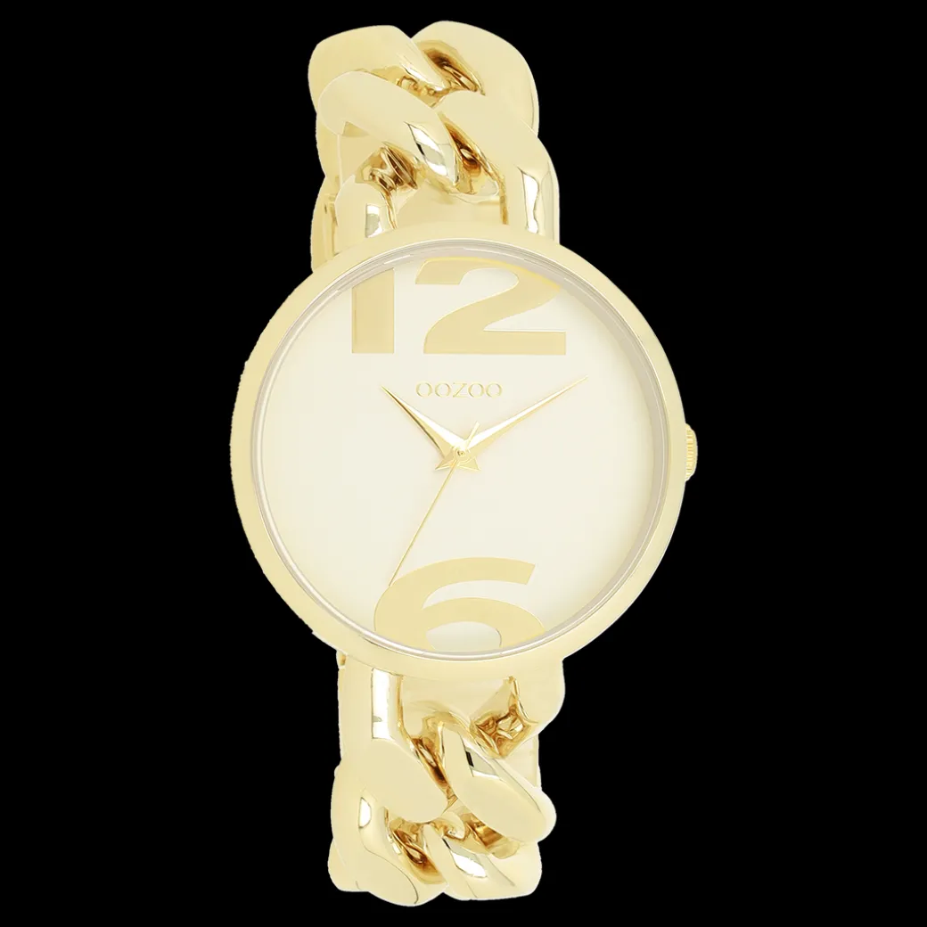 Goudkleurige OOZOO horloge met grove schakelarmband - C11263