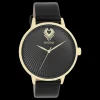 Goudkleurige OOZOO horloge met zwarte leren band - C11242