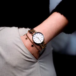 Goudkleurige OOZOO horloge met grove schakelarmband - C20357