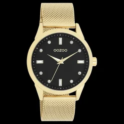 Goudkleurige OOZOO horloge met metalen mesh armband - C11283