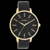 Goudkleurige OOZOO horloge met zwarte leren band - C11294