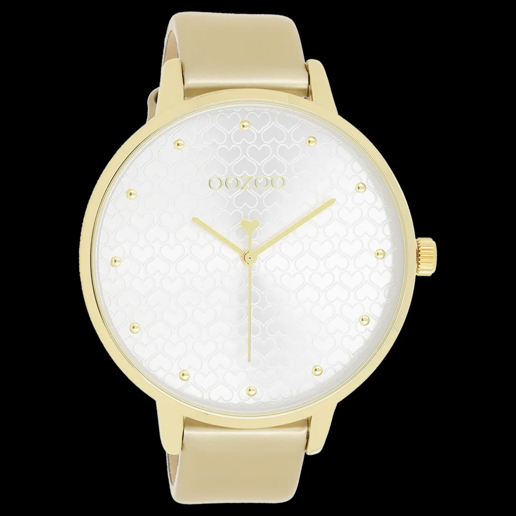 Goudkleurige OOZOO horloge met leren band - C11035