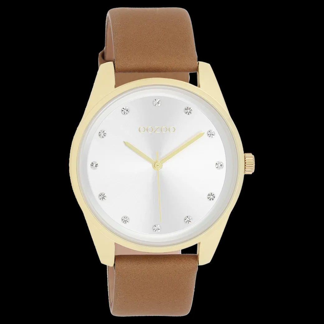 Goudkleurige OOZOO horloge met zand leren band - C11046