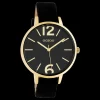 Goudkleurige OOZOO horloge met zwarte leren band - C10836