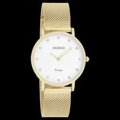 Goudkleurige OOZOO horloge met metalen mesh armband - C20241