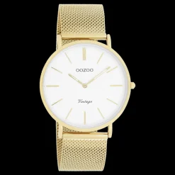 Goudkleurige OOZOO horloge met metalen mesh armband - C9909