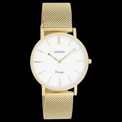 Goudkleurige OOZOO horloge met metalen mesh armband - C9910