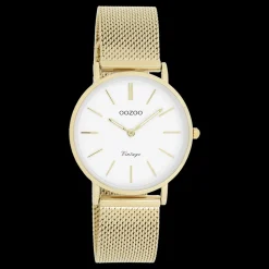 Goudkleurige OOZOO horloge met metalen mesh armband - C9911