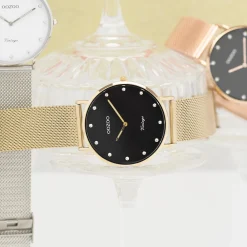 Goudkleurige OOZOO horloge met metalen mesh armband - C20237