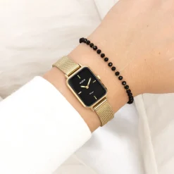 Goudkleurige OOZOO horloge met metalen mesh armband - C20354